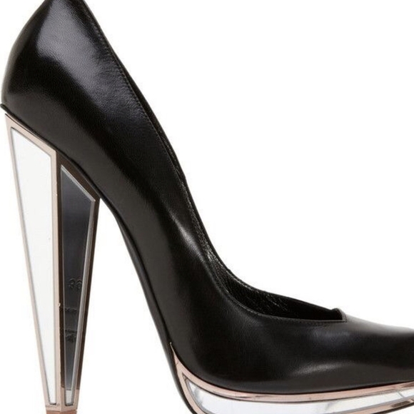 Yves Saint Laurent Mirror Heeled Black Leather Platform Heels Pumps 38.5 8 8.5 - Picture 8 of 8